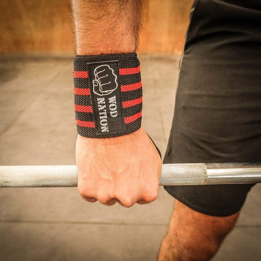 Wrist Wraps & Straps for Gym & Weightlifting (18 Inch) - Essential Weight Lifting Wrist Wraps & Gym Wrist Straps Support for Optimal Powerlifting Performance for Women & Men - Black/Red