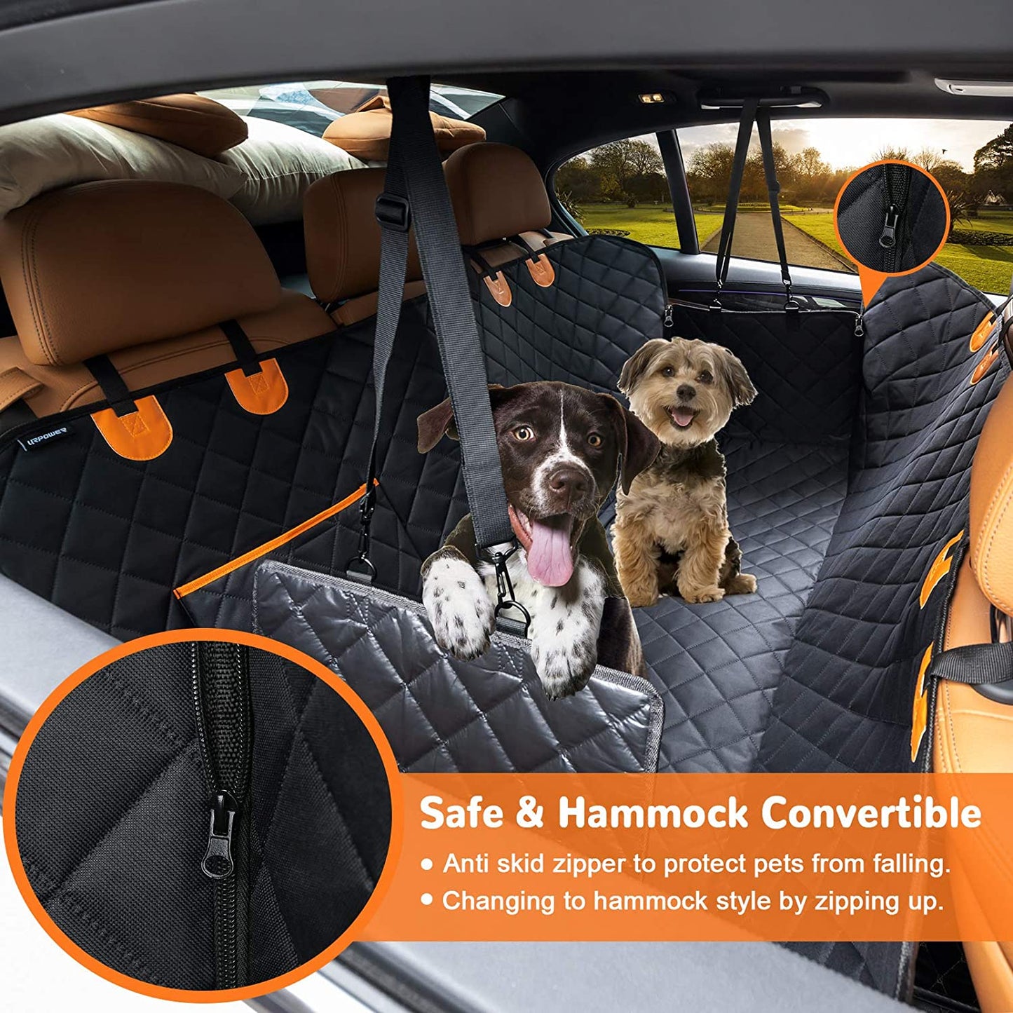 Dog Seat Cover Car Seat Cover for Pets 100%Waterproof Pet Seat Cover Hammock 600D Heavy Duty Scratch Proof Nonslip Durable Soft Pet Back Seat Covers for Cars Trucks and Suvs