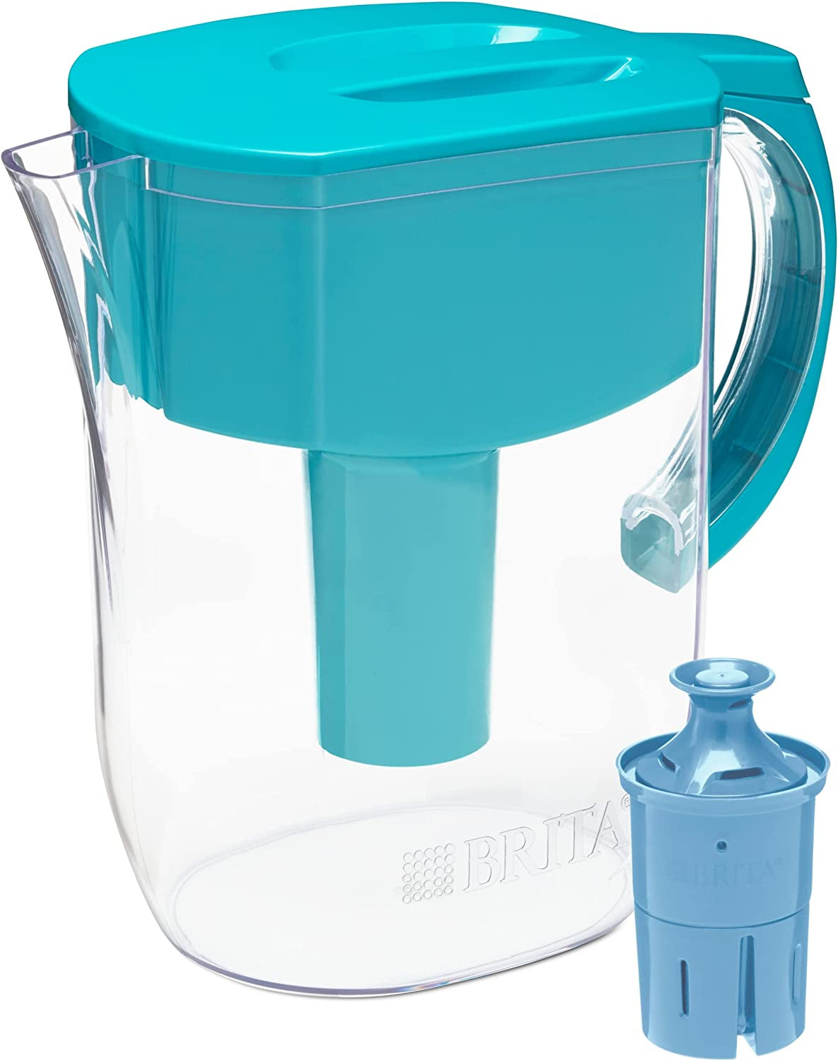 Large Water Filter Pitcher for Tap and Drinking Water with 1 Elite Filter, Reduces 99% of Lead, Lasts 6 Months, 10-Cup Capacity, BPA Free, Turquoise