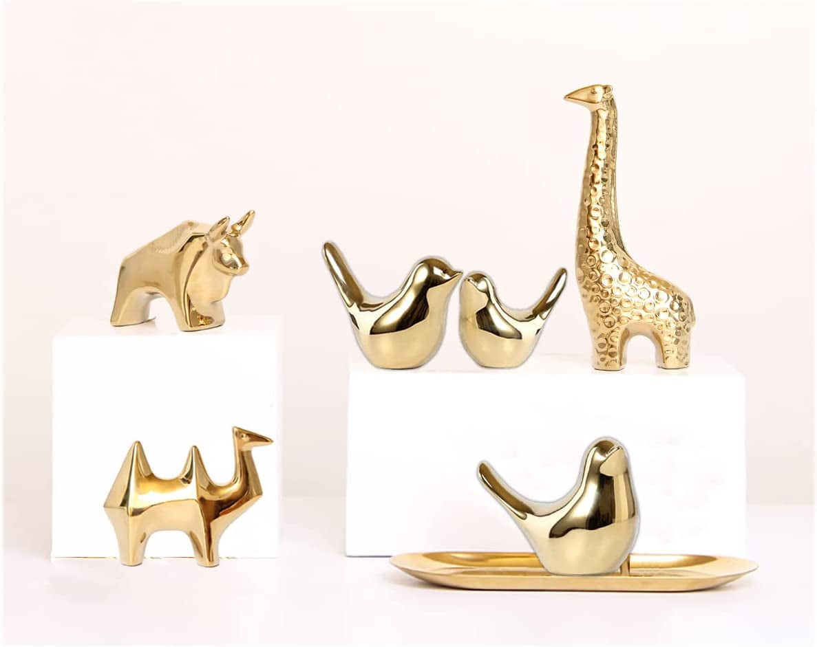 Small Animal Statues Home Decor Modern Style Gold Decorative Ornaments for Living Room, Bedroom, Office Desktop, Cabinets